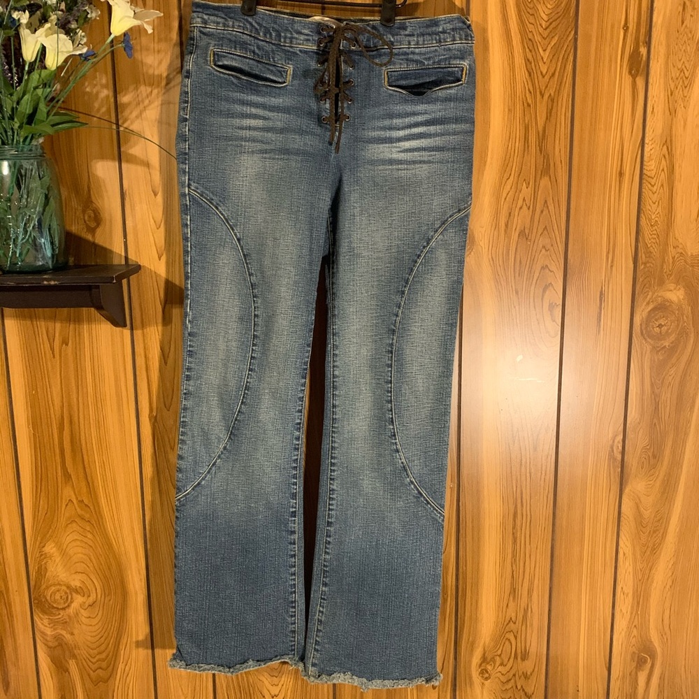 Express Vintage Jeans Lace Front Fringe